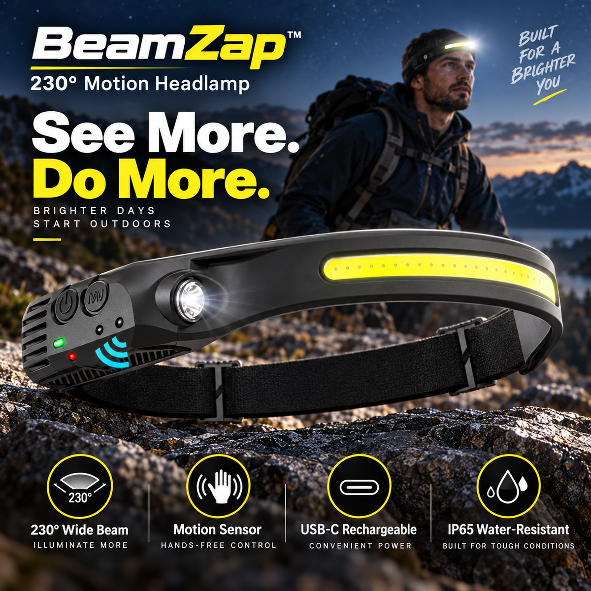 BeamZap™ 230° Rechargeable Motion Headlamp